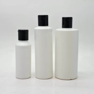 HDPE White Bottle - Flip Top Lids Black