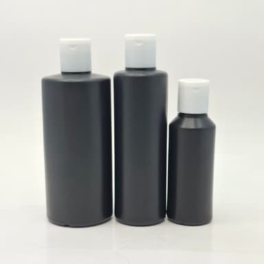 HDPE Black Bottle - Flip Top Lids White