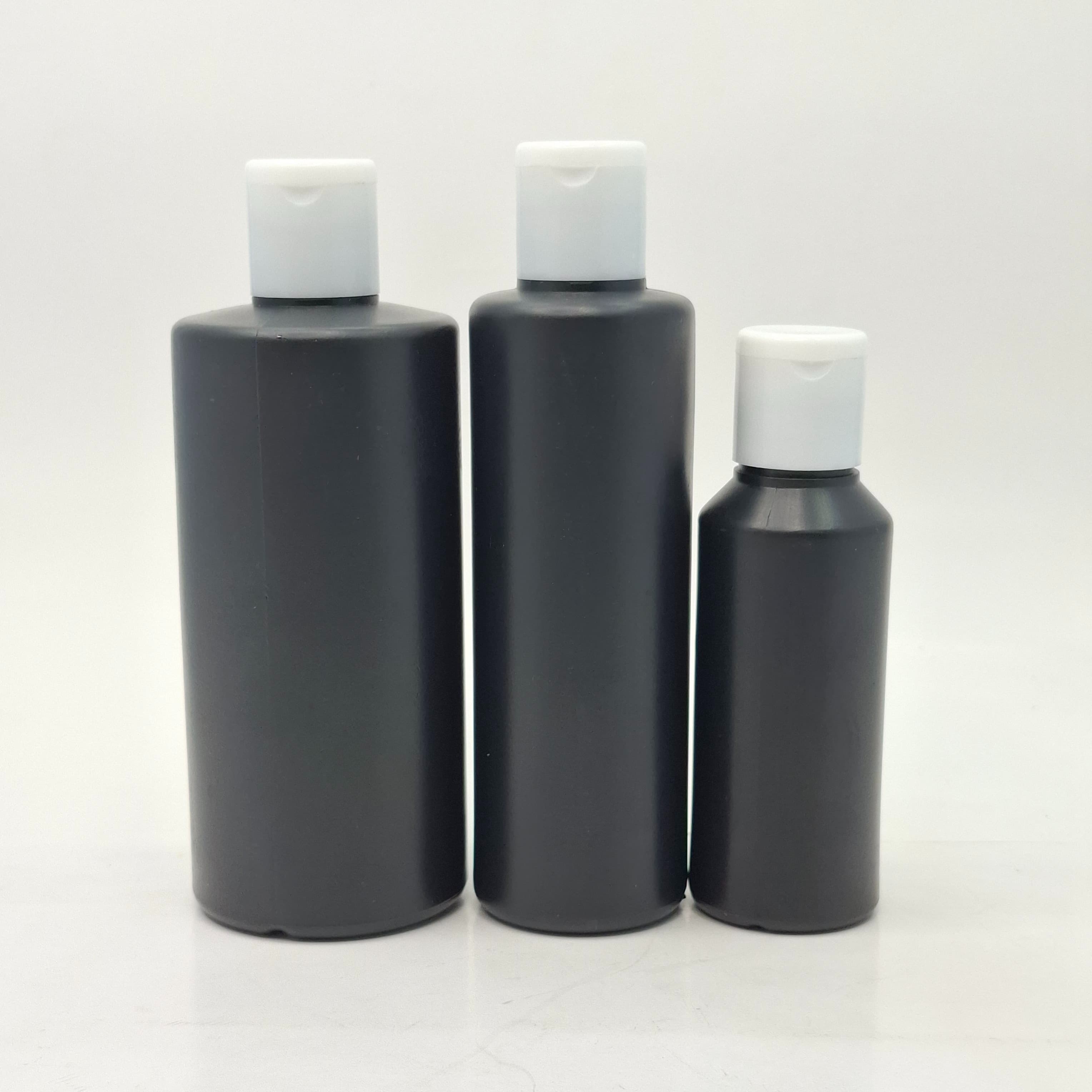 Main image of HDPE Black Bottle - Flip Top Lids White