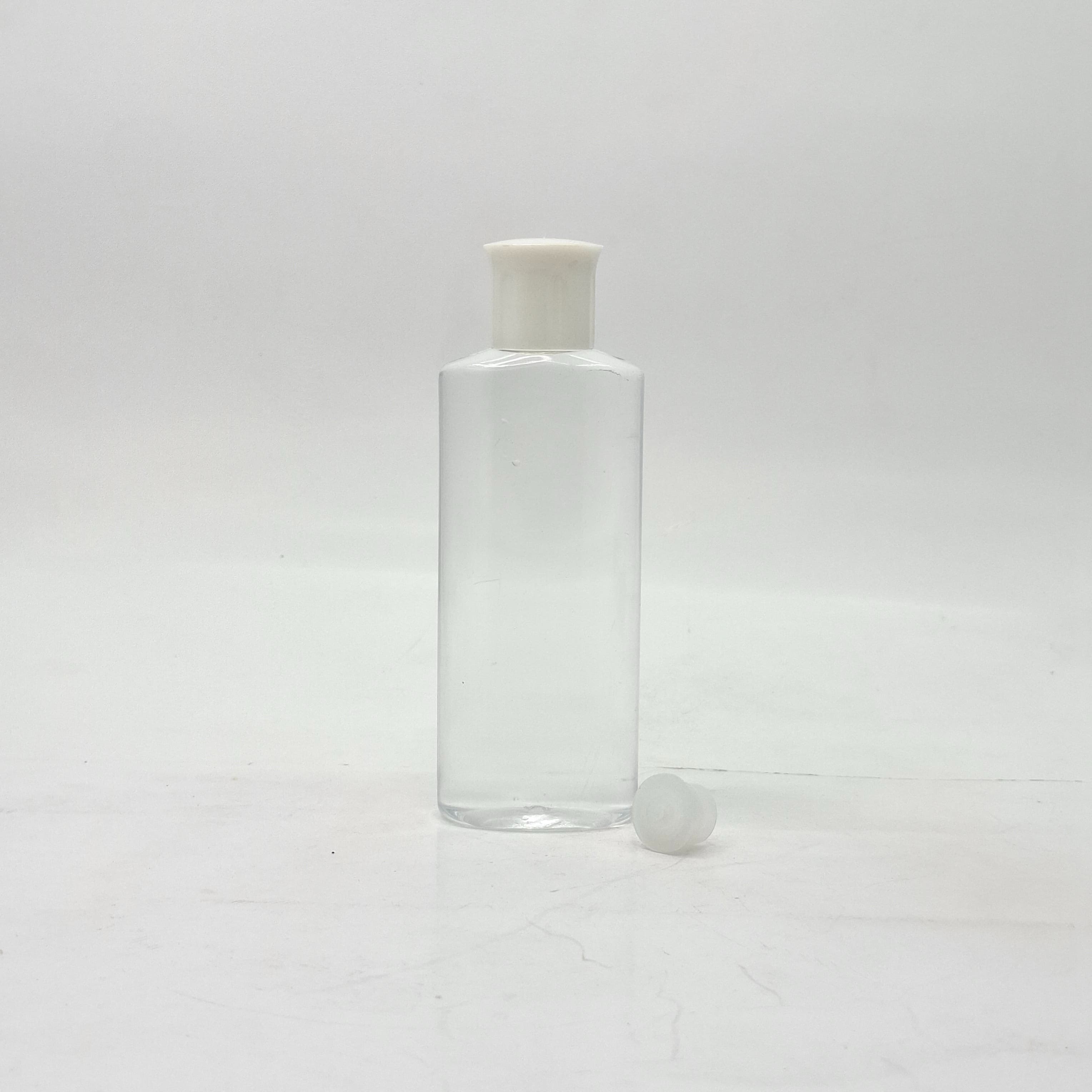 Main image of 100ml Oval Bottle Clear -Oil Lid White 