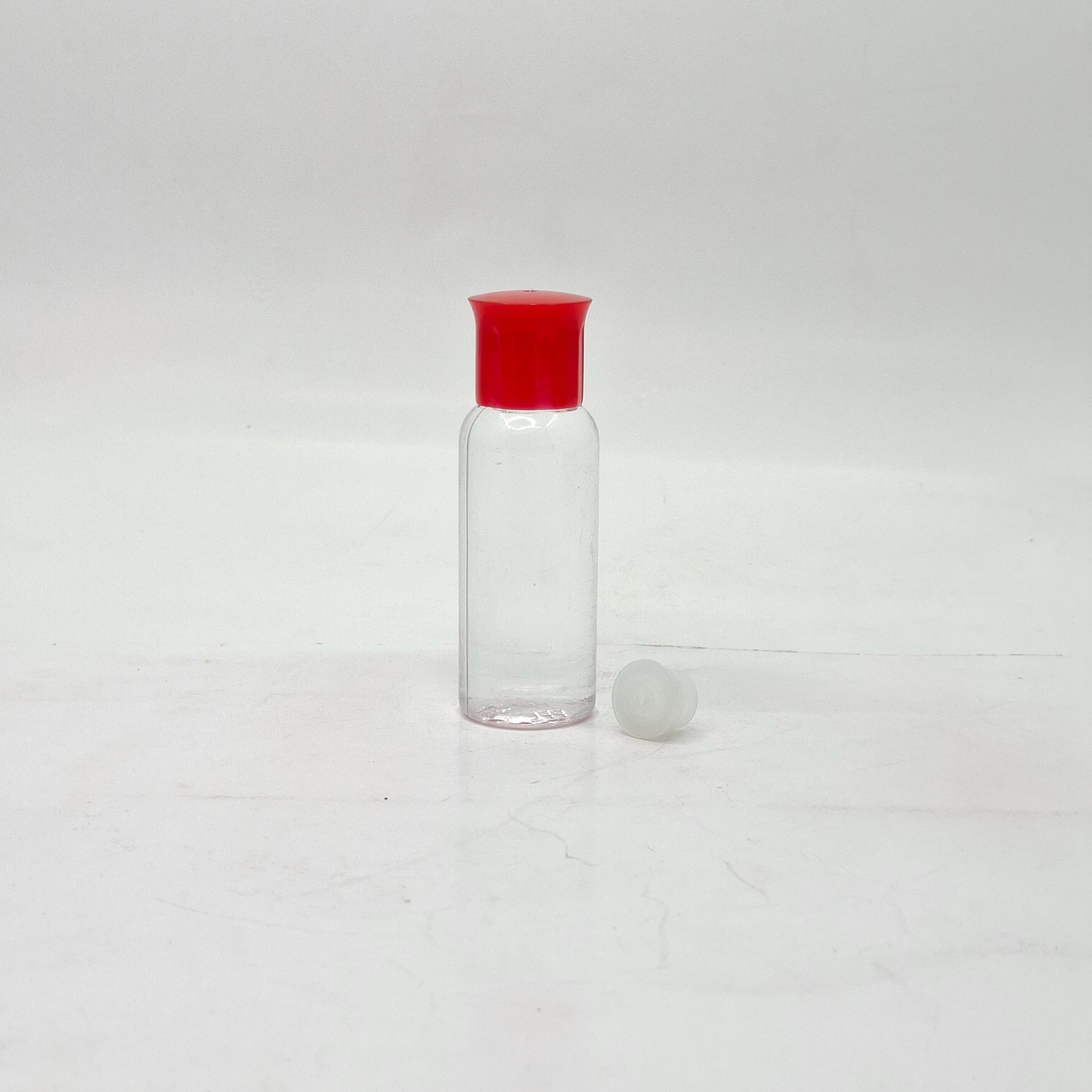Main image of 40ml Round Botlle Clear - Oil Lid Red