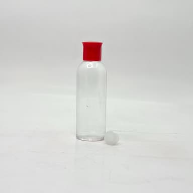 100ml Round Nack Bottle Clear - Oil Lid Red