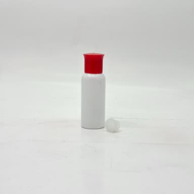 40ml Round Bottle White - Oil Lid Red