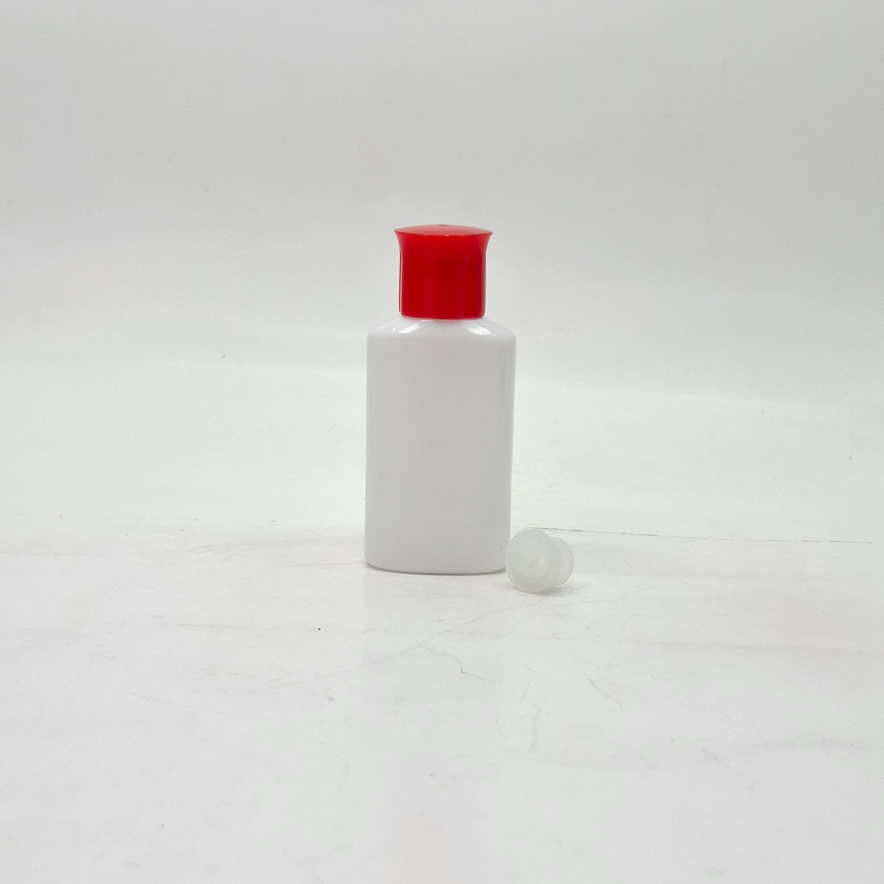 Main image of 50ml Oval Bottle White - Oil Lid Red