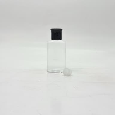 50ml Oval Bottle Clear - Oil Lid Black 