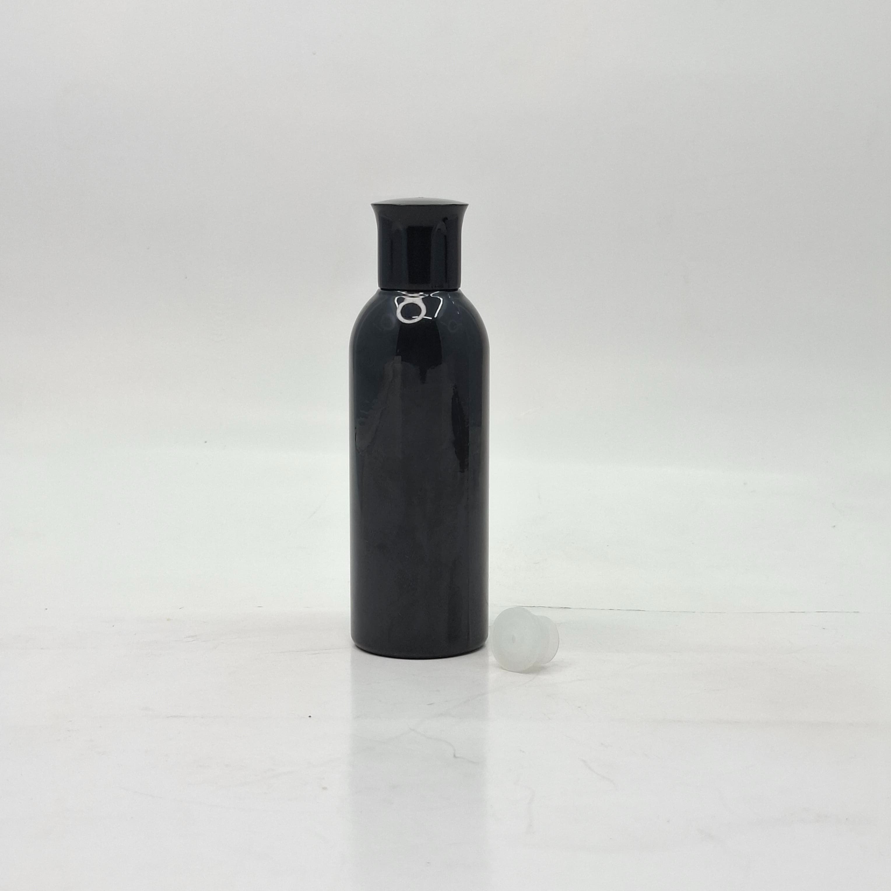 Main image of 100ml Round Neck Bottle  Black - Oil Lid Black 