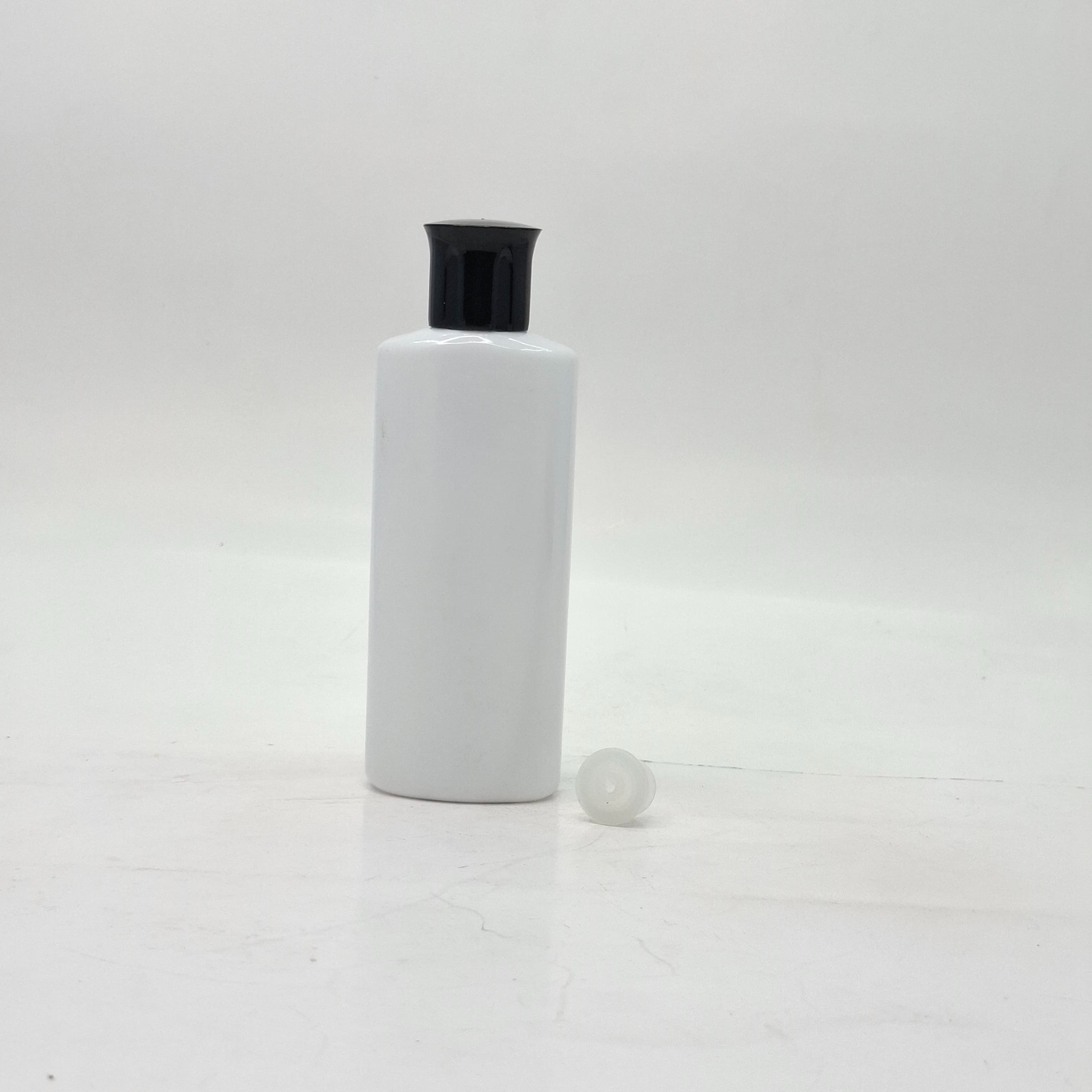 Main image of 100ml Oval White Bottle - Oil Lid Black