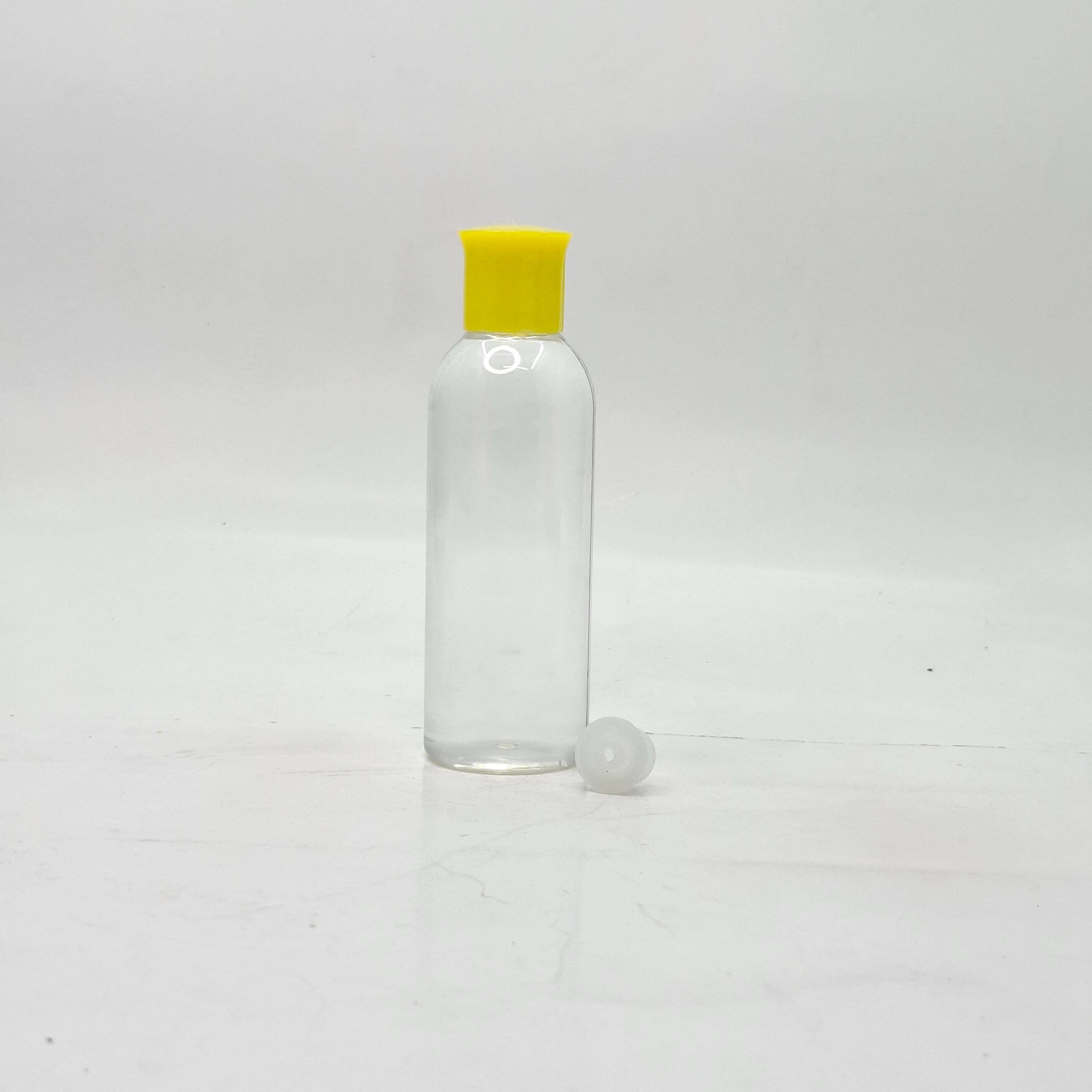 Main image of 100ml Round Nack Bottle Clear - Oil Lid Yellow 