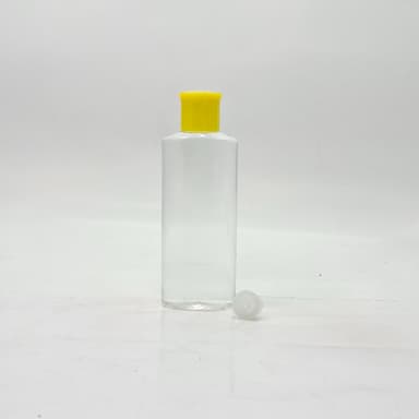 100ml Oval Bottle Clear - Oil Lid Yellow