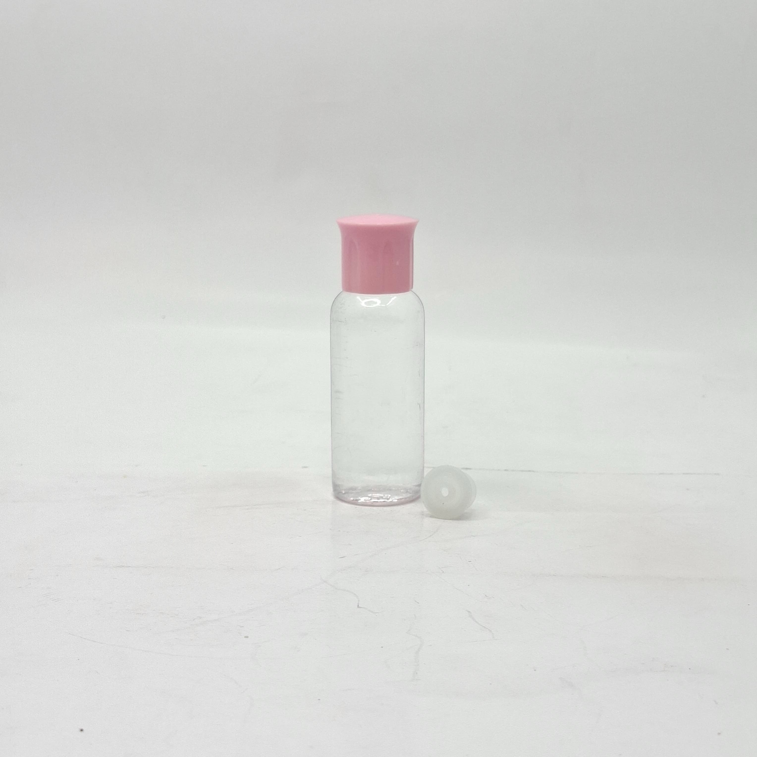 Main image of 40ml Round Bottle Clear - Oil Lid Pink