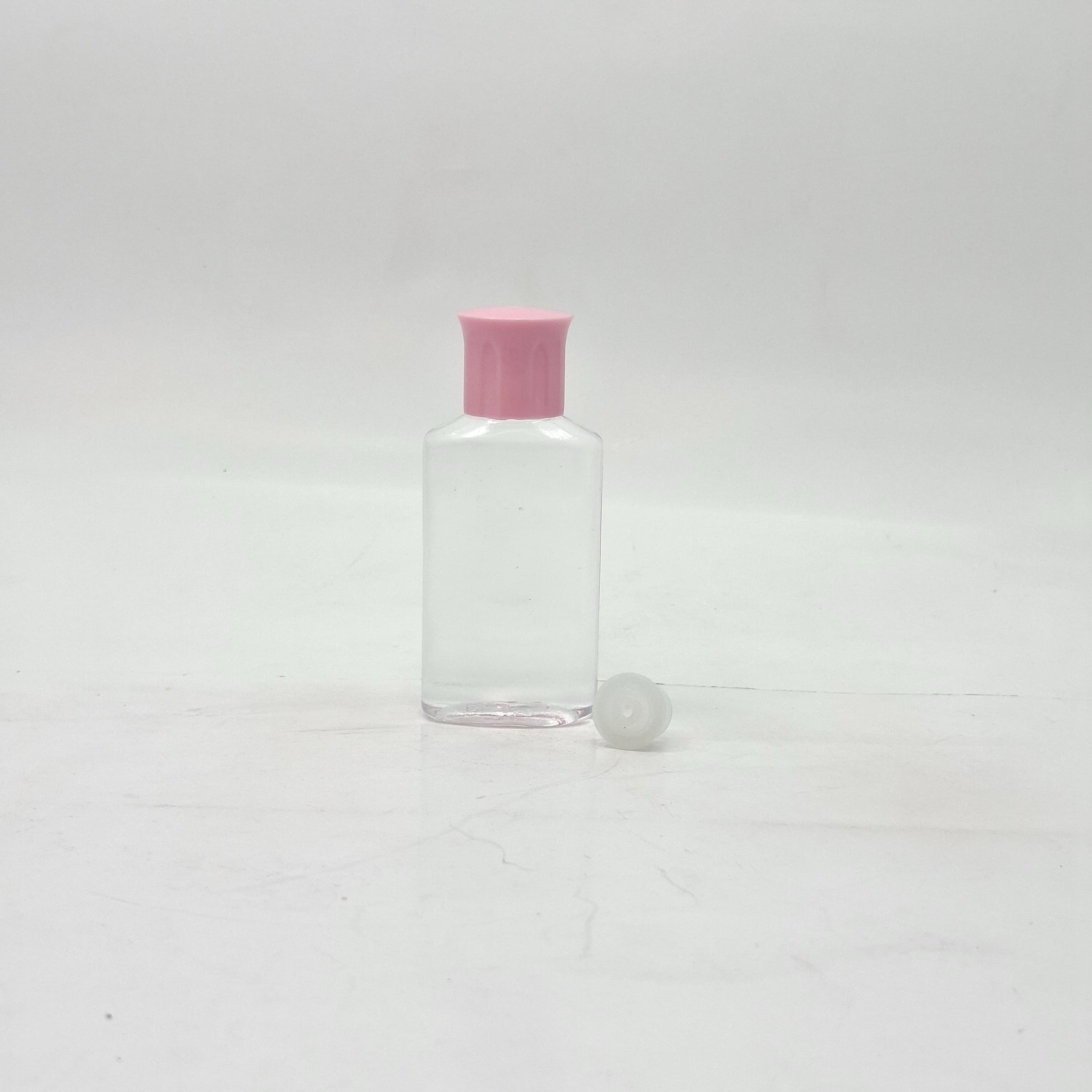Main image of 50ml Oval Bottle Clear - Oil Lid Pink 