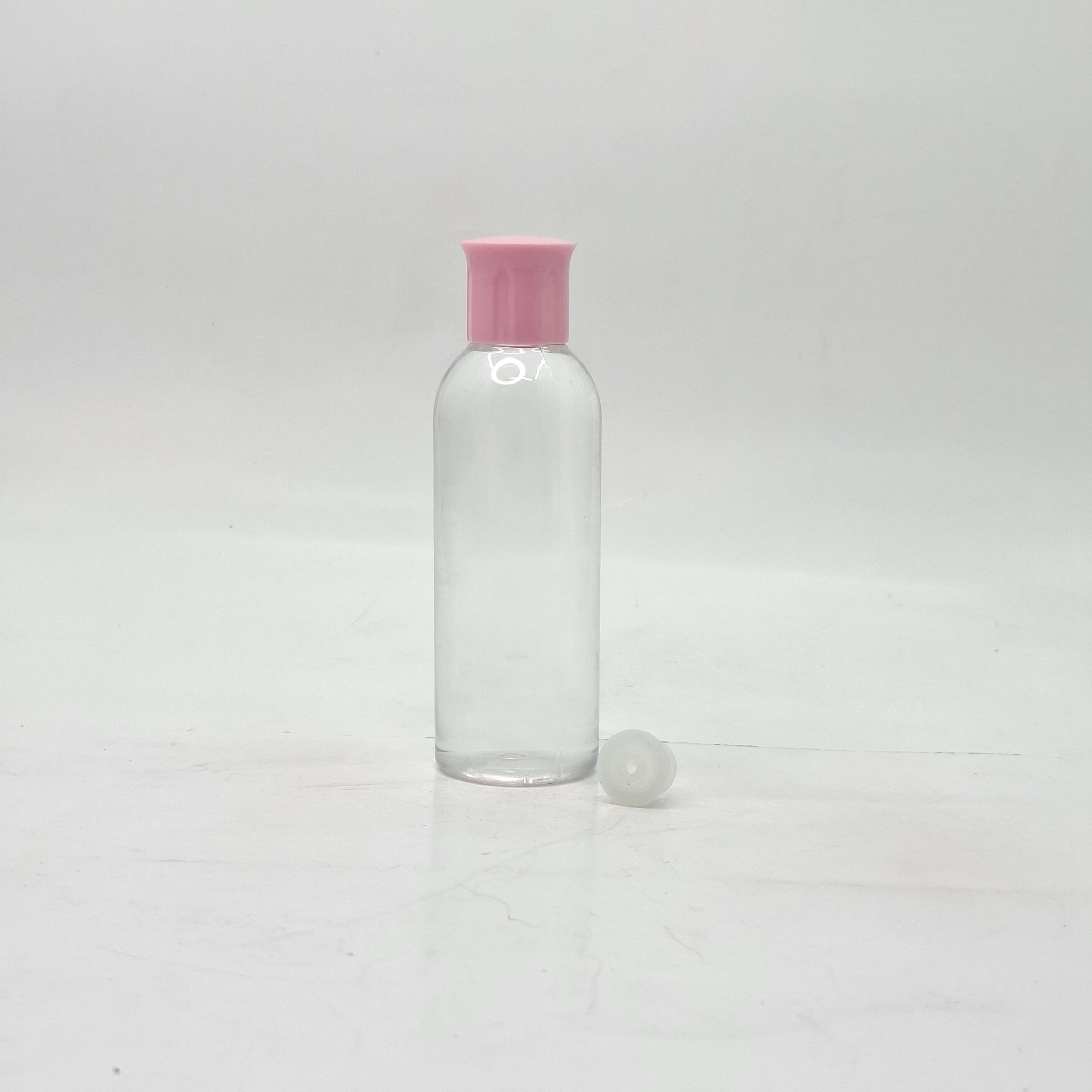 Main image of 100ml Round Neck Bottle Clear -  Oil Lid Pink