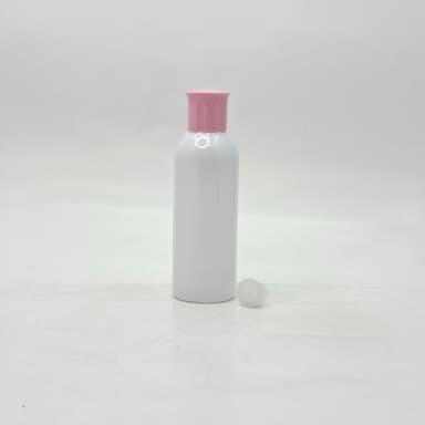 100ml Round Neck Bottle White - Oil Lid Pink