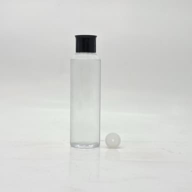 150ml Round Bottle Clear - Oil Lid Black