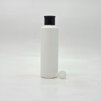 200ml HDPE White Bottle - Oil Lid  Black