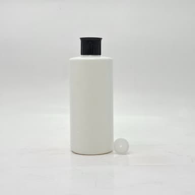 340ml HDPE White Bottle - Oil Lid Black