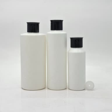 100ml-340ml HDPE White Bottle - Oil Lid Black