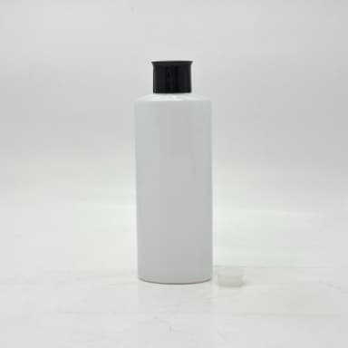200ml Oval Bottle White - Oil Lid Black 