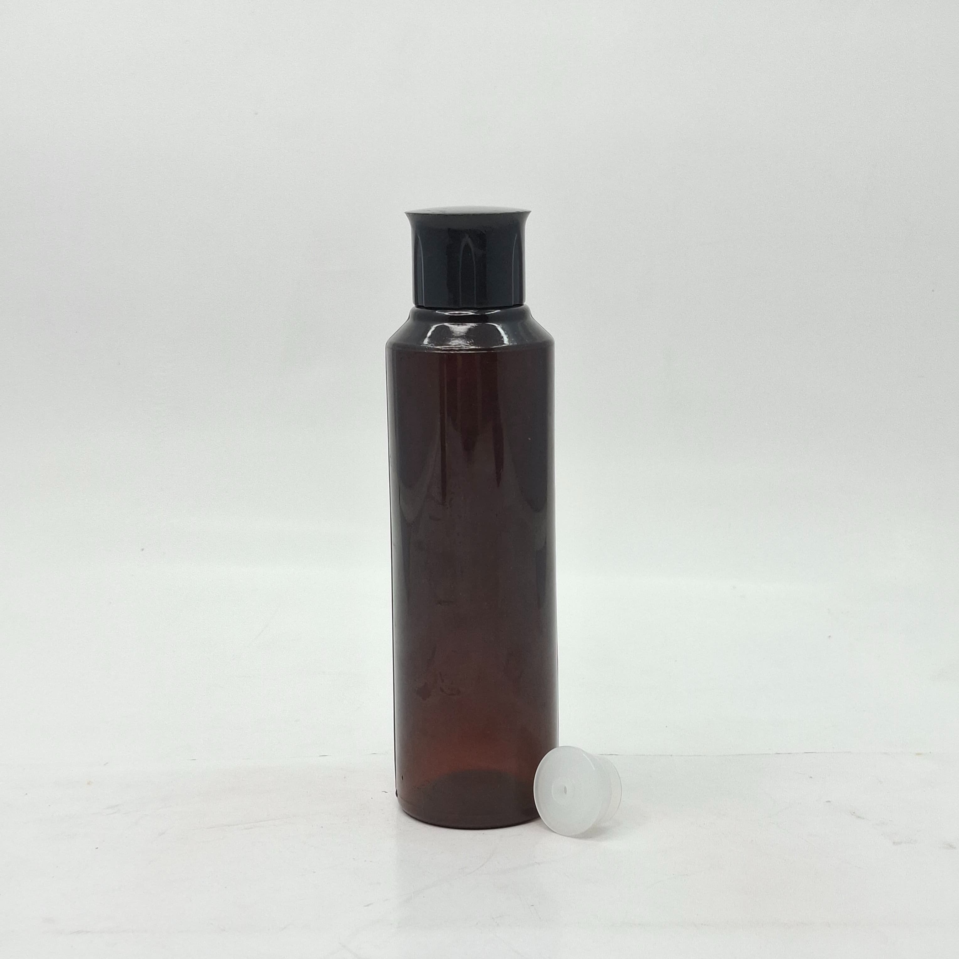 Main image of 150ml Round Bottle Amber - Oil Lid Black