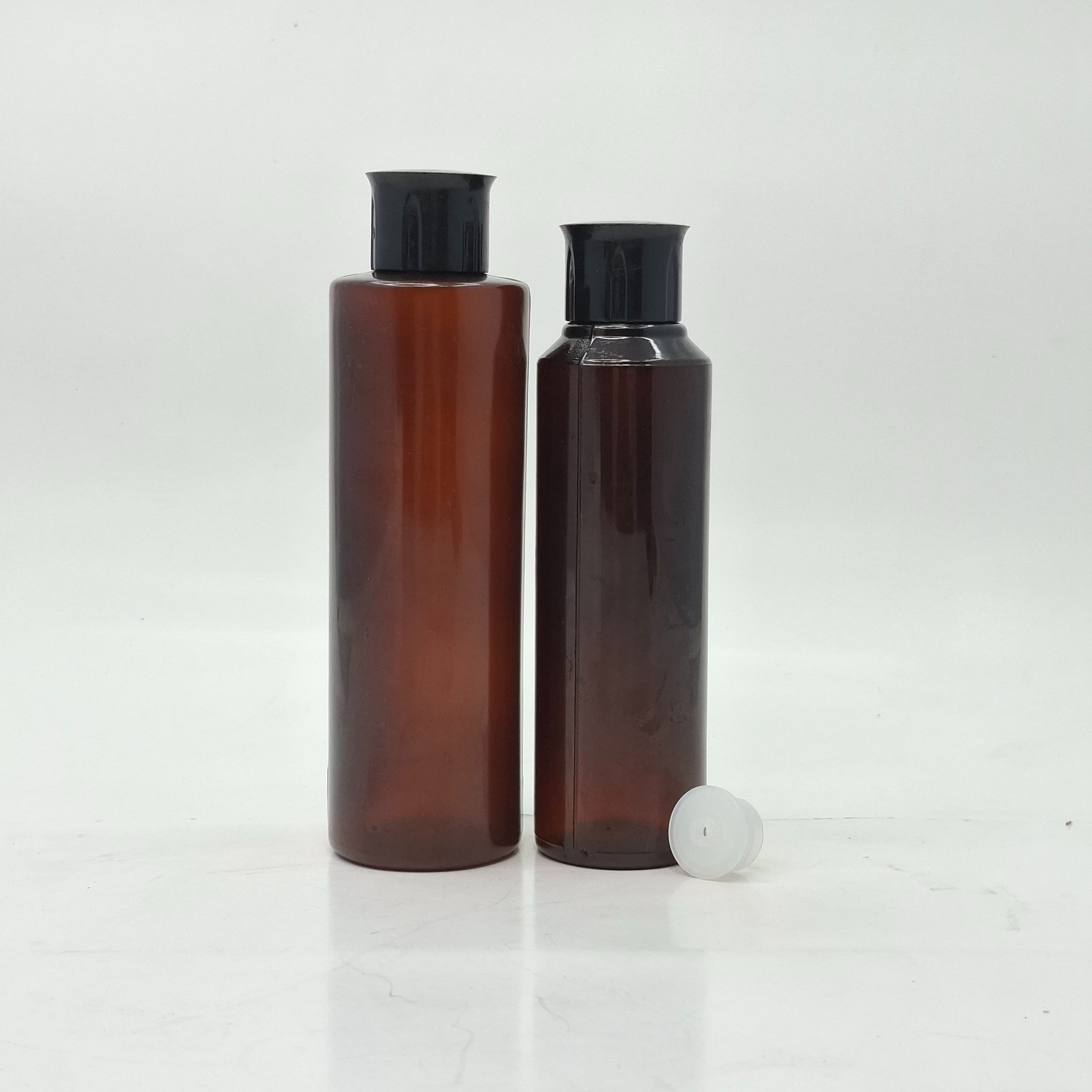 Thumbnail 2 of 200ml Round Bottle Amber - Oil Lid Black