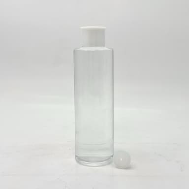 200ml Round Bottle Clear - Oil Lid White