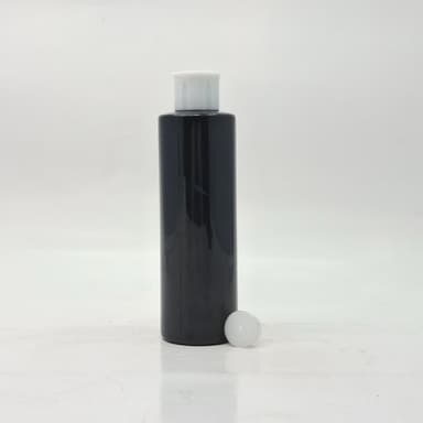 200ml Round Bottle Black - Oil Lid White 