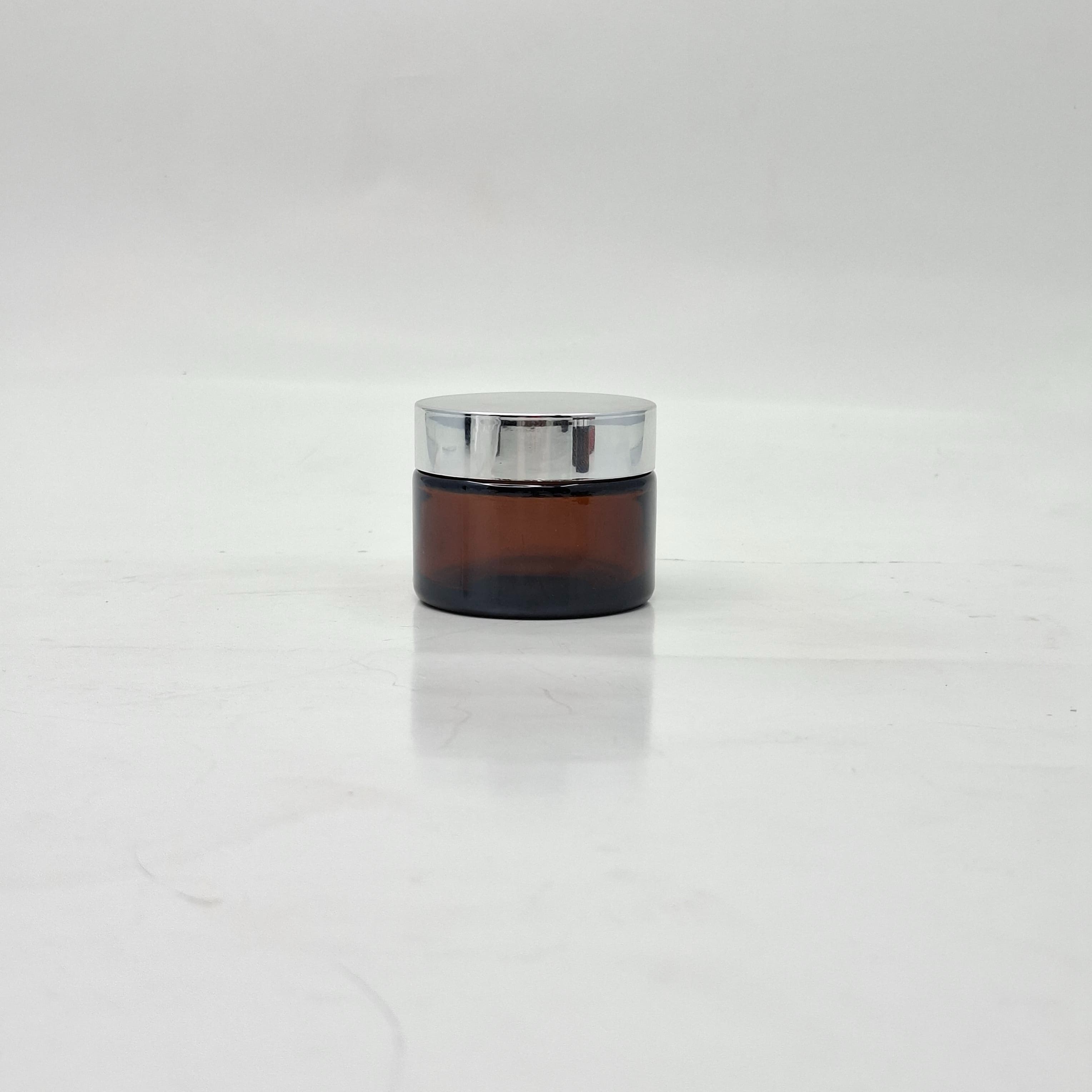 Main image of 50ml Amber Glass Jar - Silver Lid