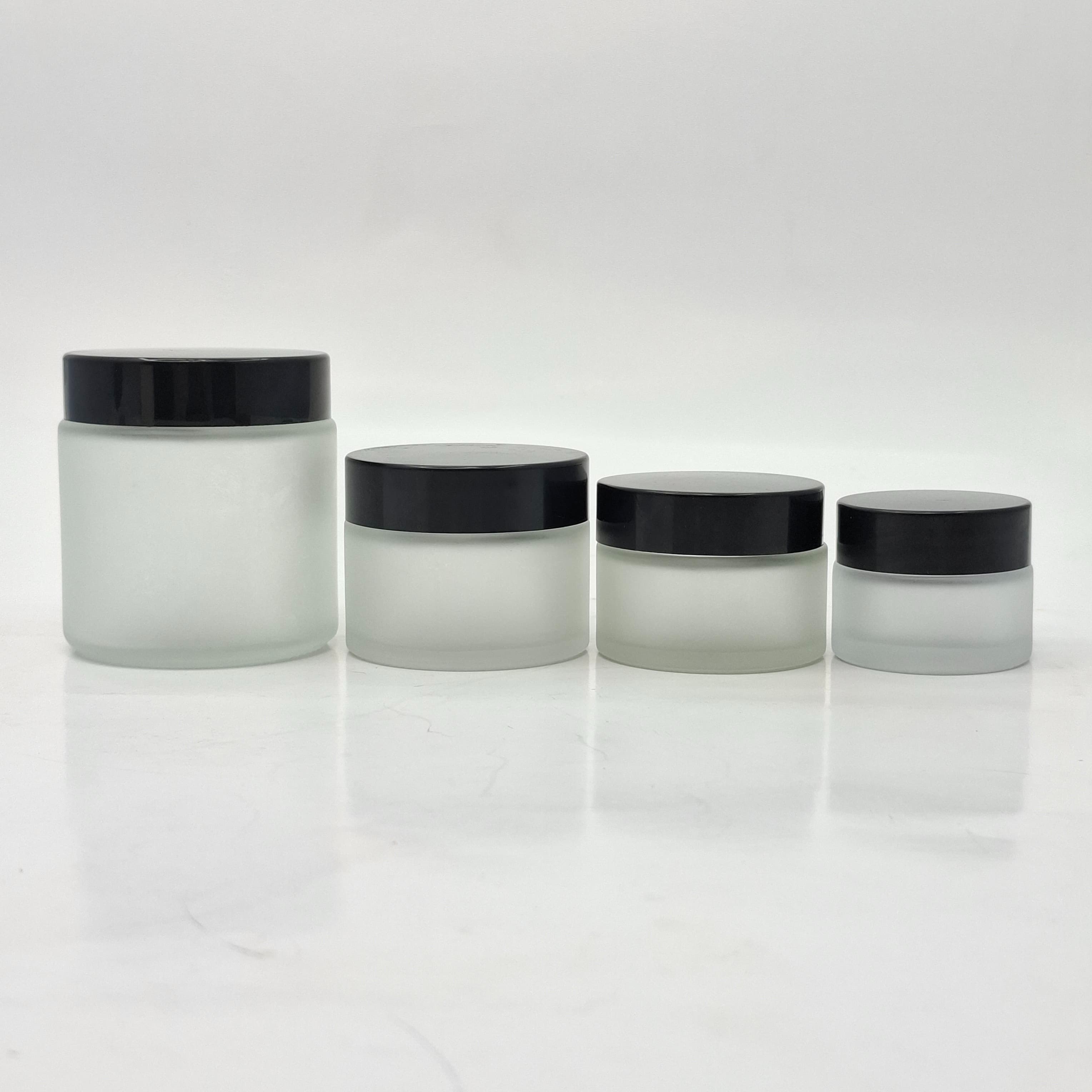 Main image of Frosted Glass Jar - Black  Lid