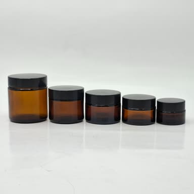Amber Glass Jar - Black Lid