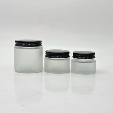 Frosted Glass Jar - Metal Lid Black