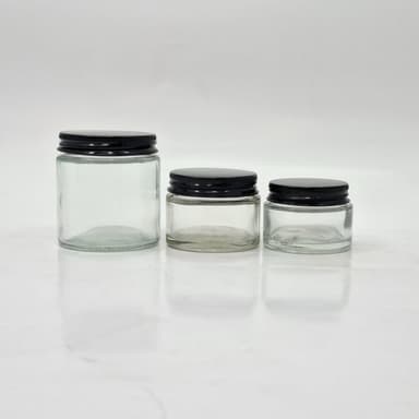 Clear Glass Jar - Metal lid Black