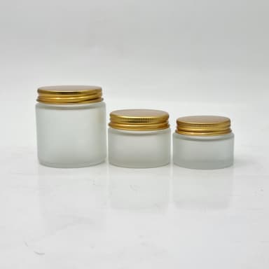 Frosted Glass Jar - Metal Lid Gold