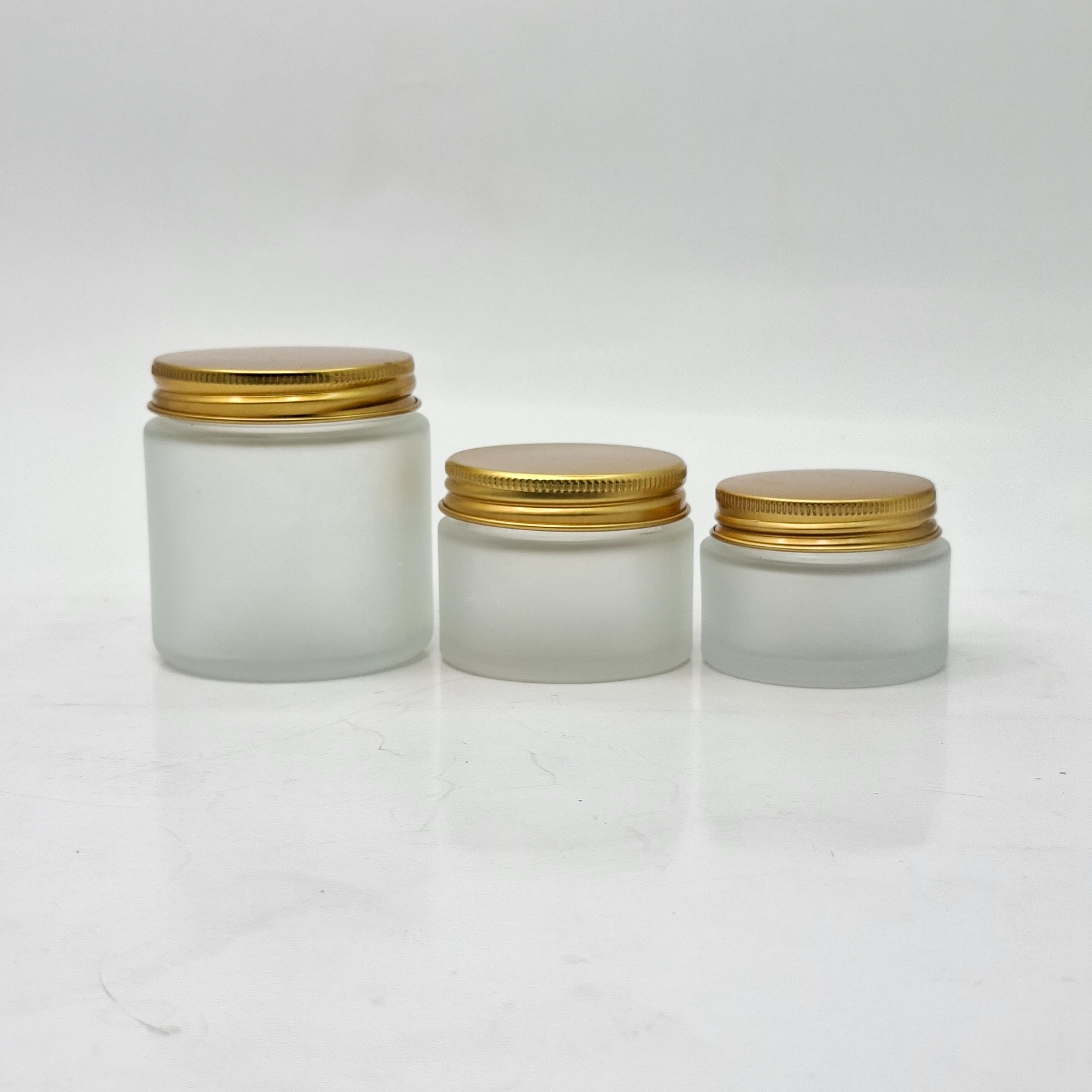 Main image of Frosted Glass Jar - Metal Lid Gold