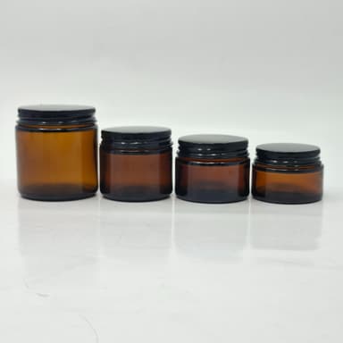 Amber Glass Jar - Metal Lid Black