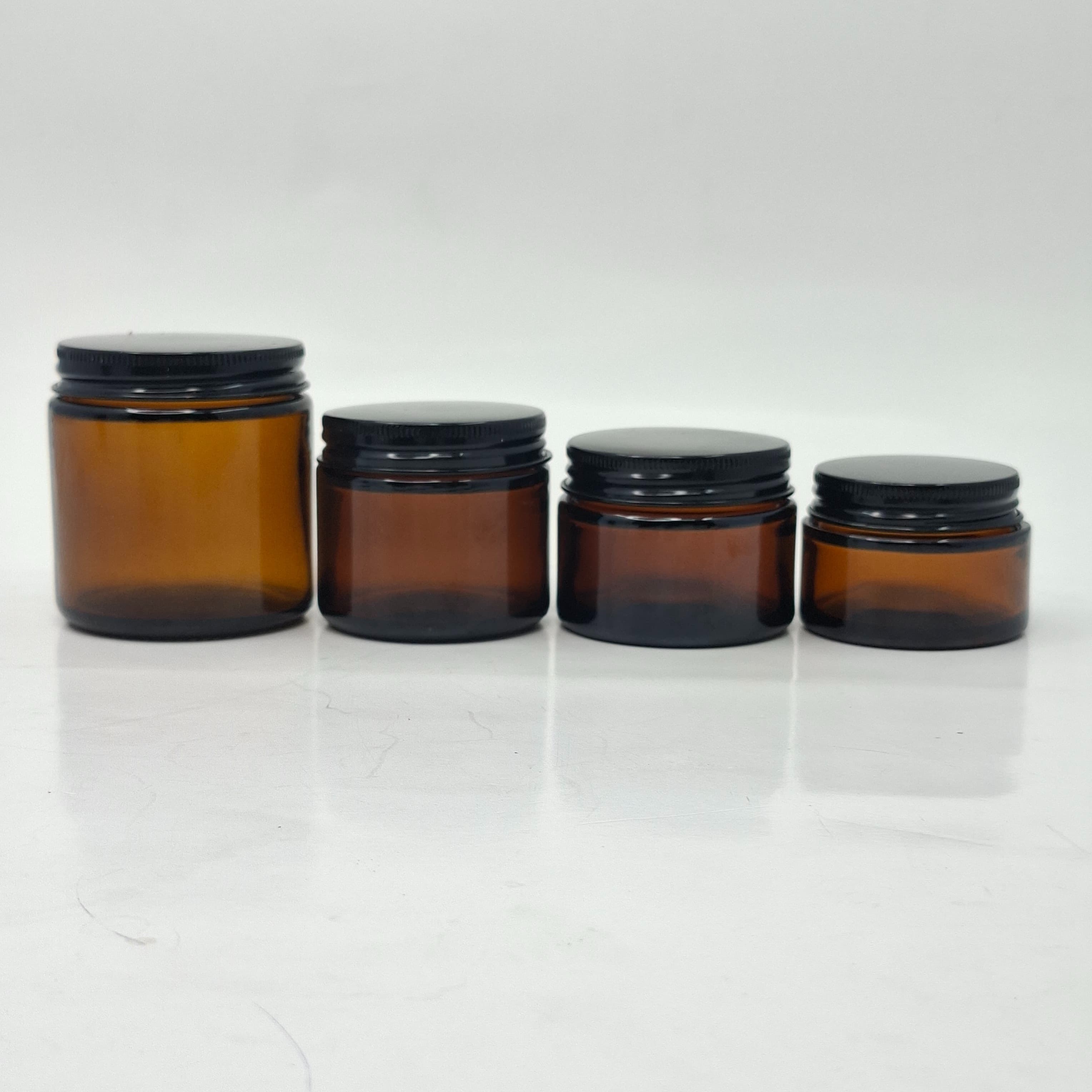 Main image of Amber Glass Jar - Metal Lid Black