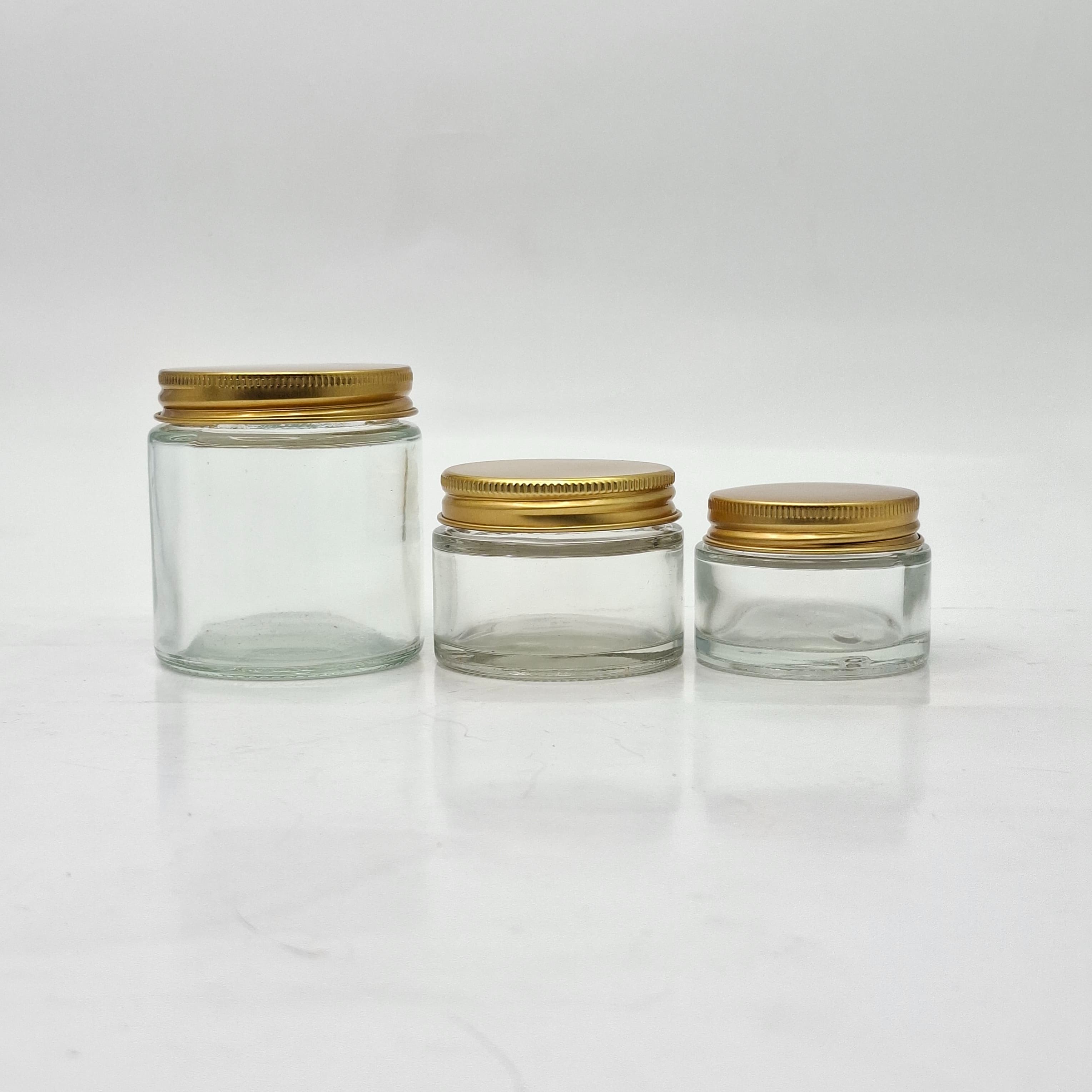Main image of Clear Glass Jar - Matel Lid Gold