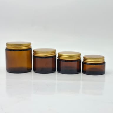 Amber Glass Jar - Metal Lid Gold 