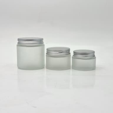 Frosted Glass Jar - Metal lid Silver 