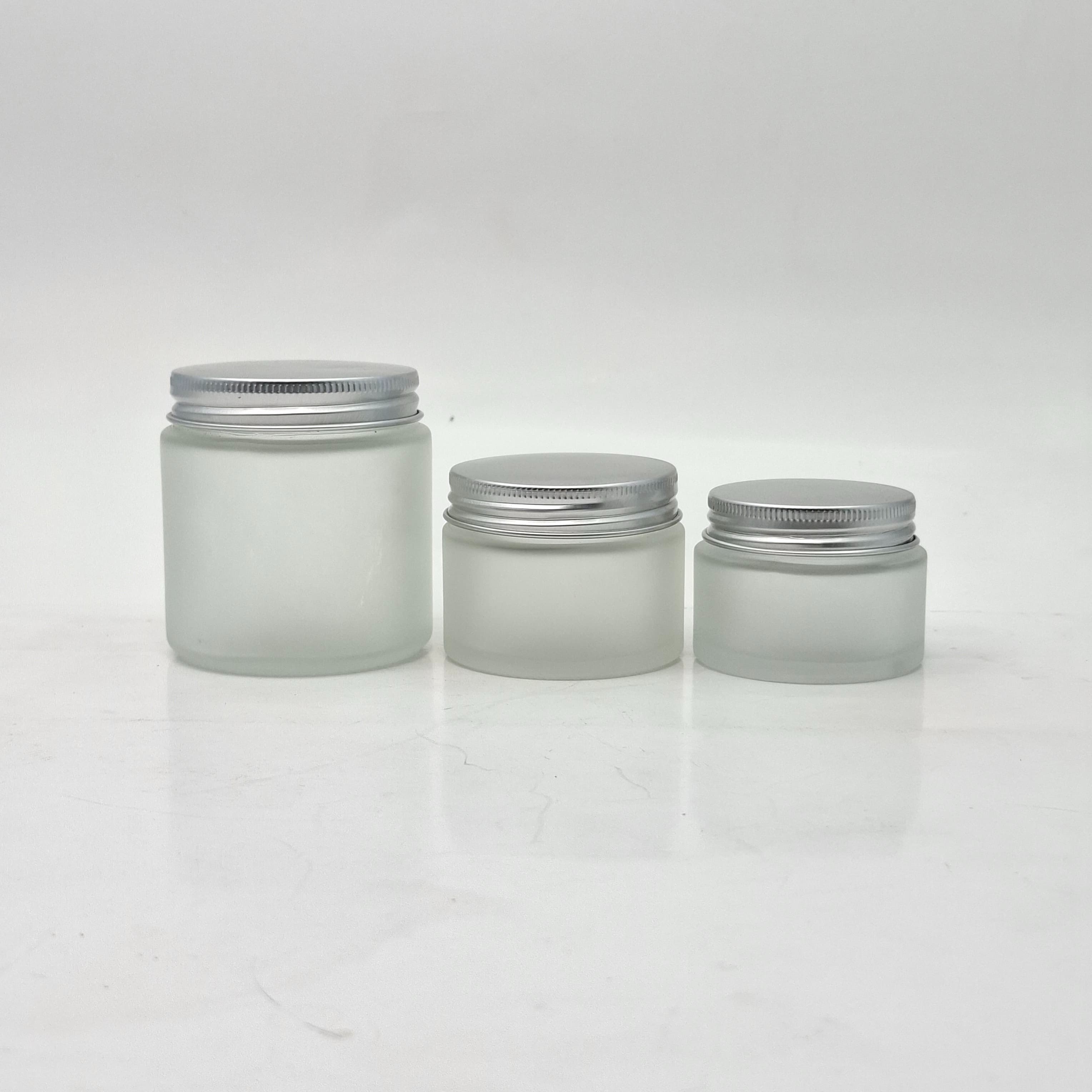 Main image of Frosted Glass Jar - Metal lid Silver 