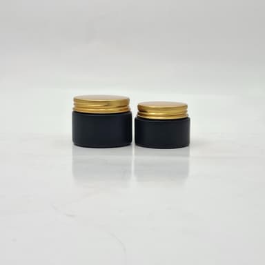 Black Glass Jar - Metal Lid Gold