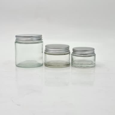 Clear Glass Jar - Metal Lid Silver