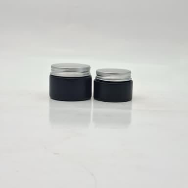 Black Glass Jar - Metal Lid Silver
