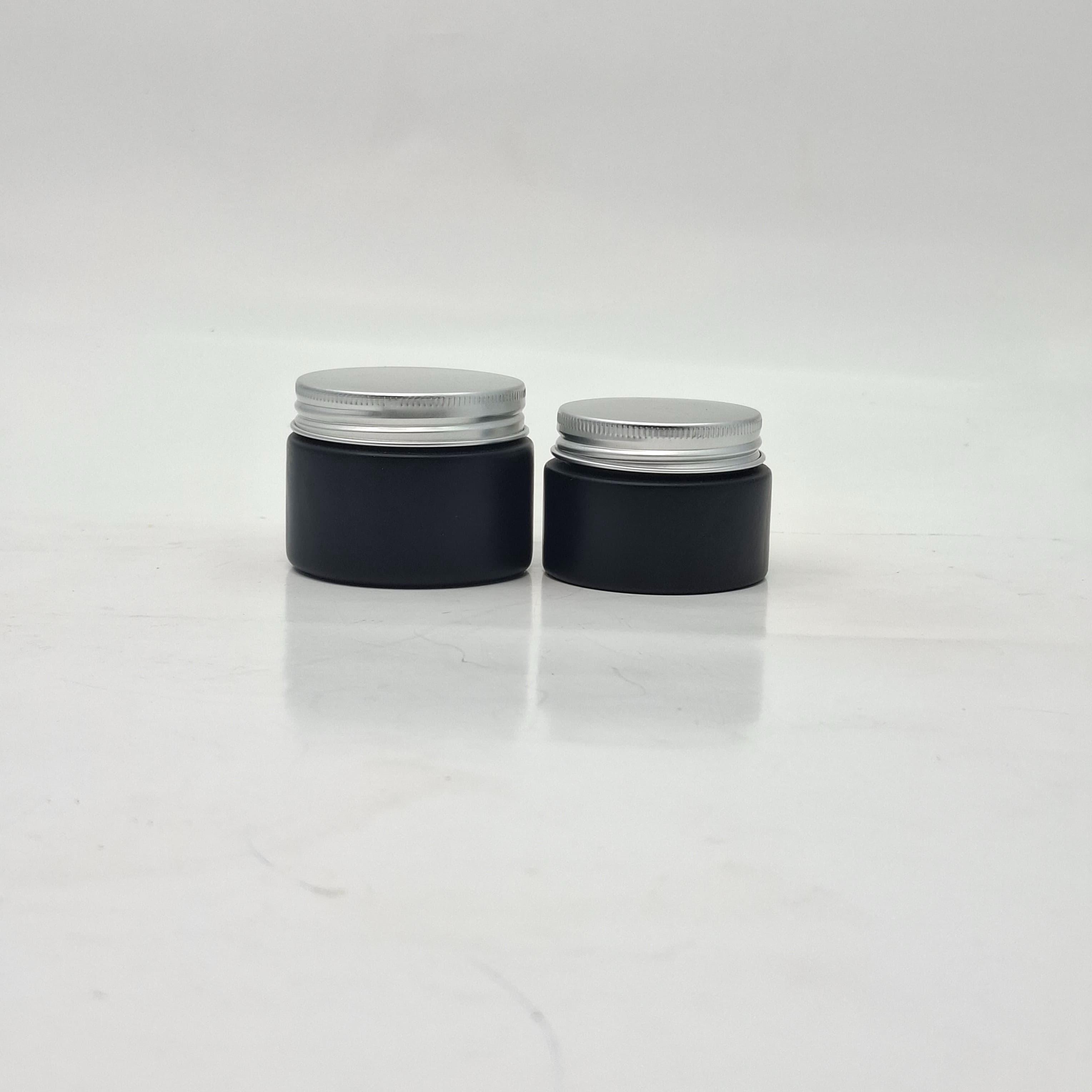 Main image of Black Glass Jar - Metal Lid Silver