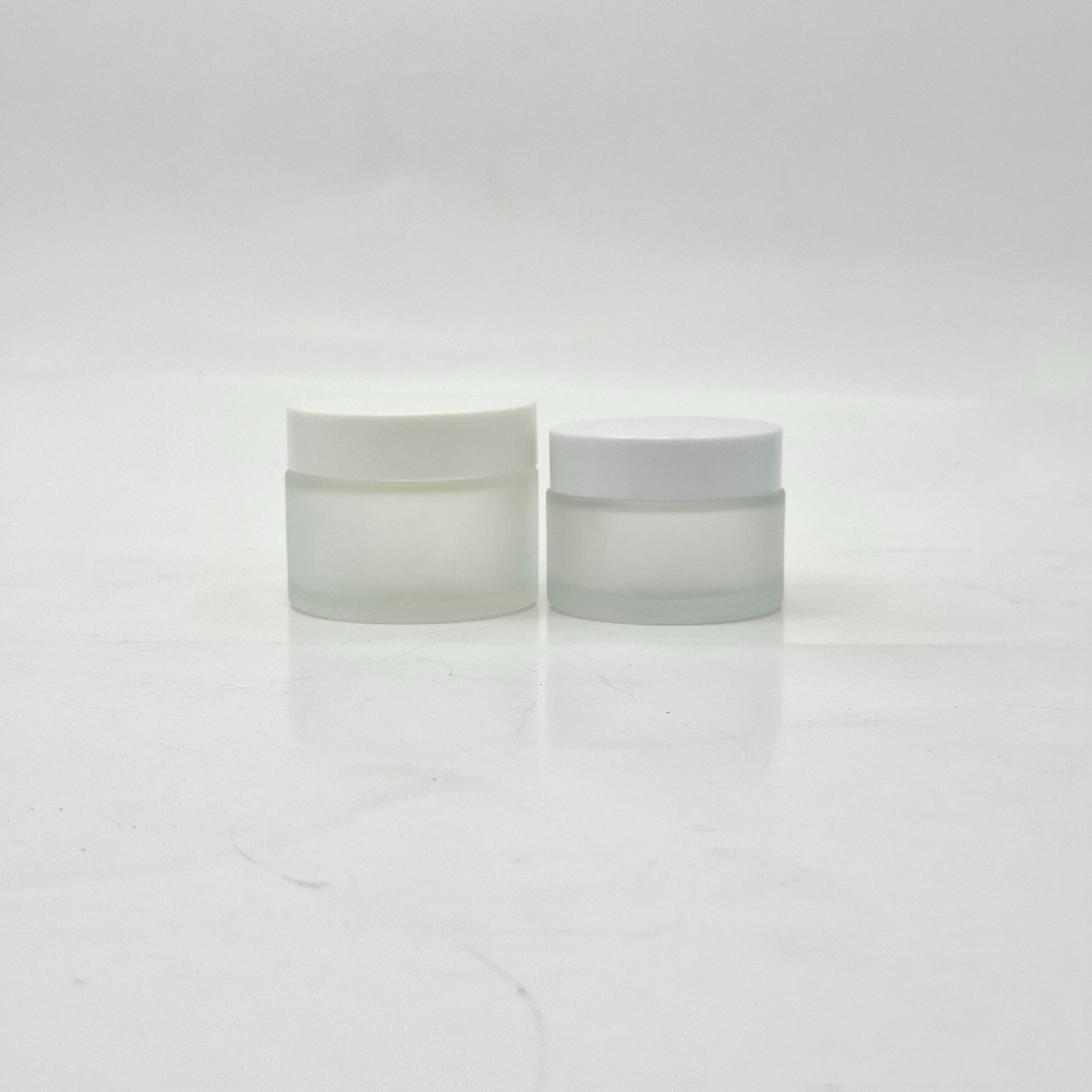 Thumbnail 2 of 50ml Frosted Glass Jar - White Lid 