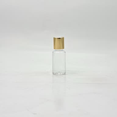 30ml Round Bottle Clear - Press Lid Gold 