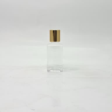 50ml Squar Pet Clear Bottle  -  Press Lid Gold
