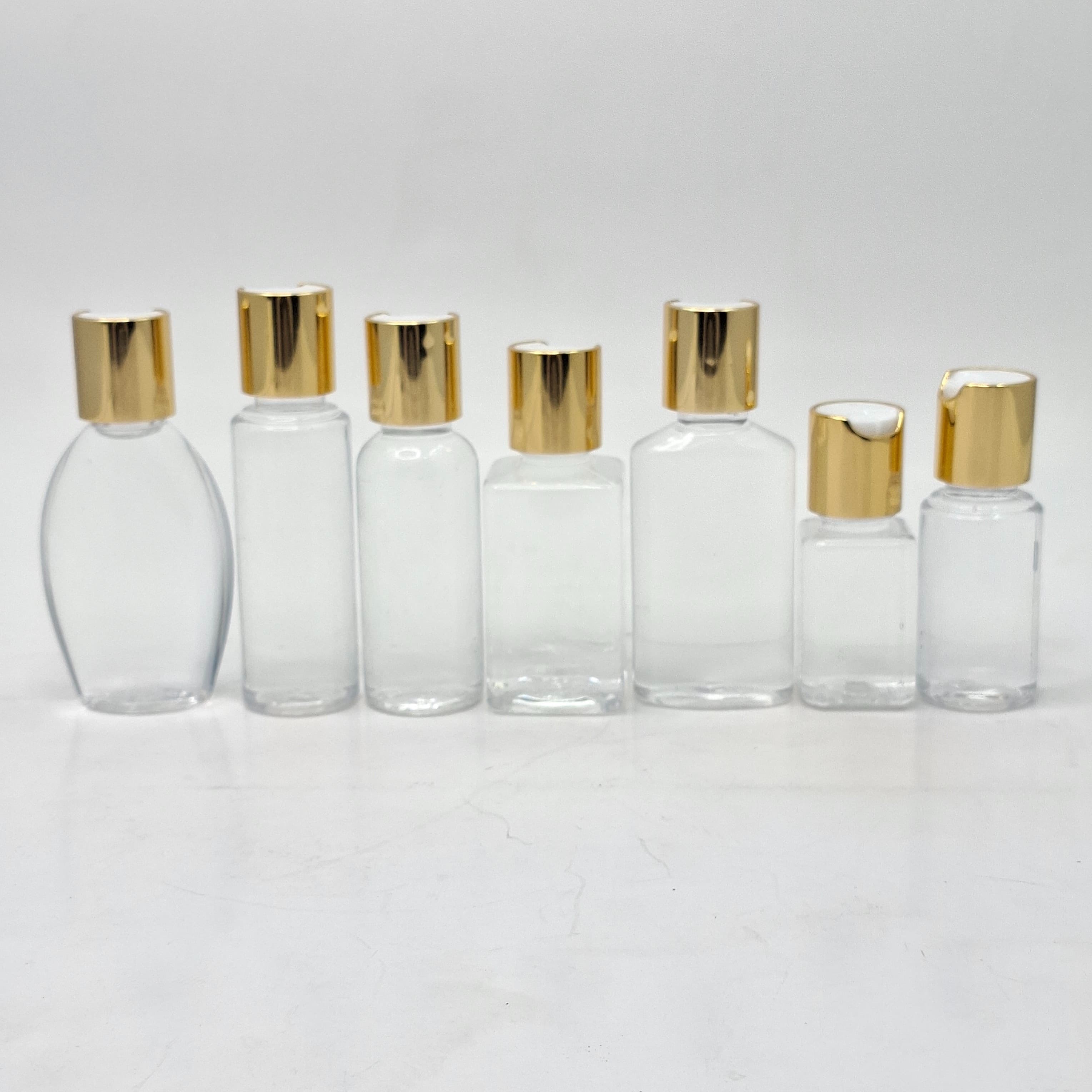 Thumbnail 2 of 50ml Body Lotion Bottle Clear - Press Lid Gold