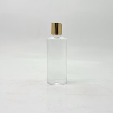 100ml Ovel Bottle Clear - Press Lid Gold 