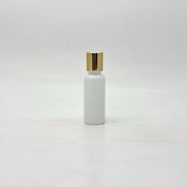 40ml Round Milk White Bottle - Press Lid Gold
