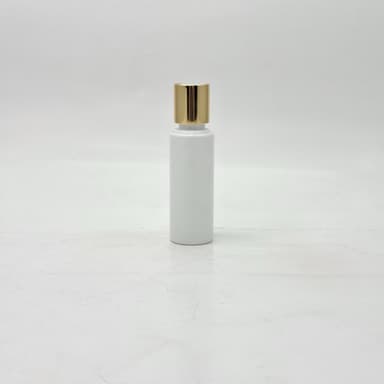 50ml Round Flat Neck White  Bottle  - 20mm Press Lid Gold